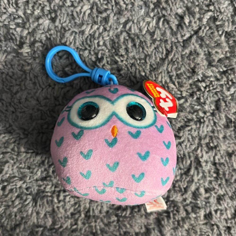 NWT TY squishy beanies keychain owl named Winks